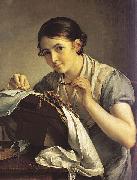 Vasily Tropinin The Lace Maker, oil painting artist